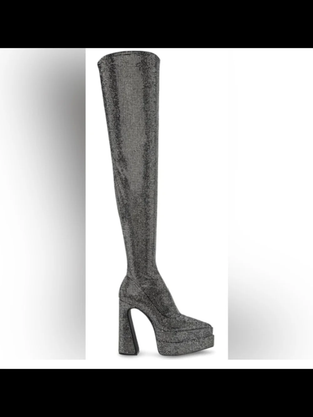Steve Madden Silver Sparkle RHINESTONE Over-the-Knee Platform Boot